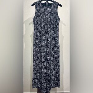 Andrew Marc Black & White Floral-Patterned Wide-Leg Jumpsuit - Size M (Women’s)